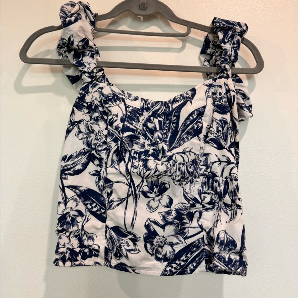 Abercrombie & Fitch blue and white poplin top size XS